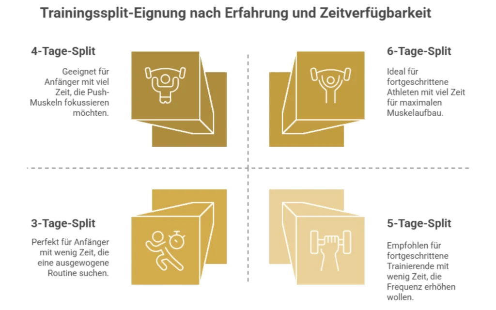 vergleich 3er, 4er, 5er, 6er Split für Push Pull Beine